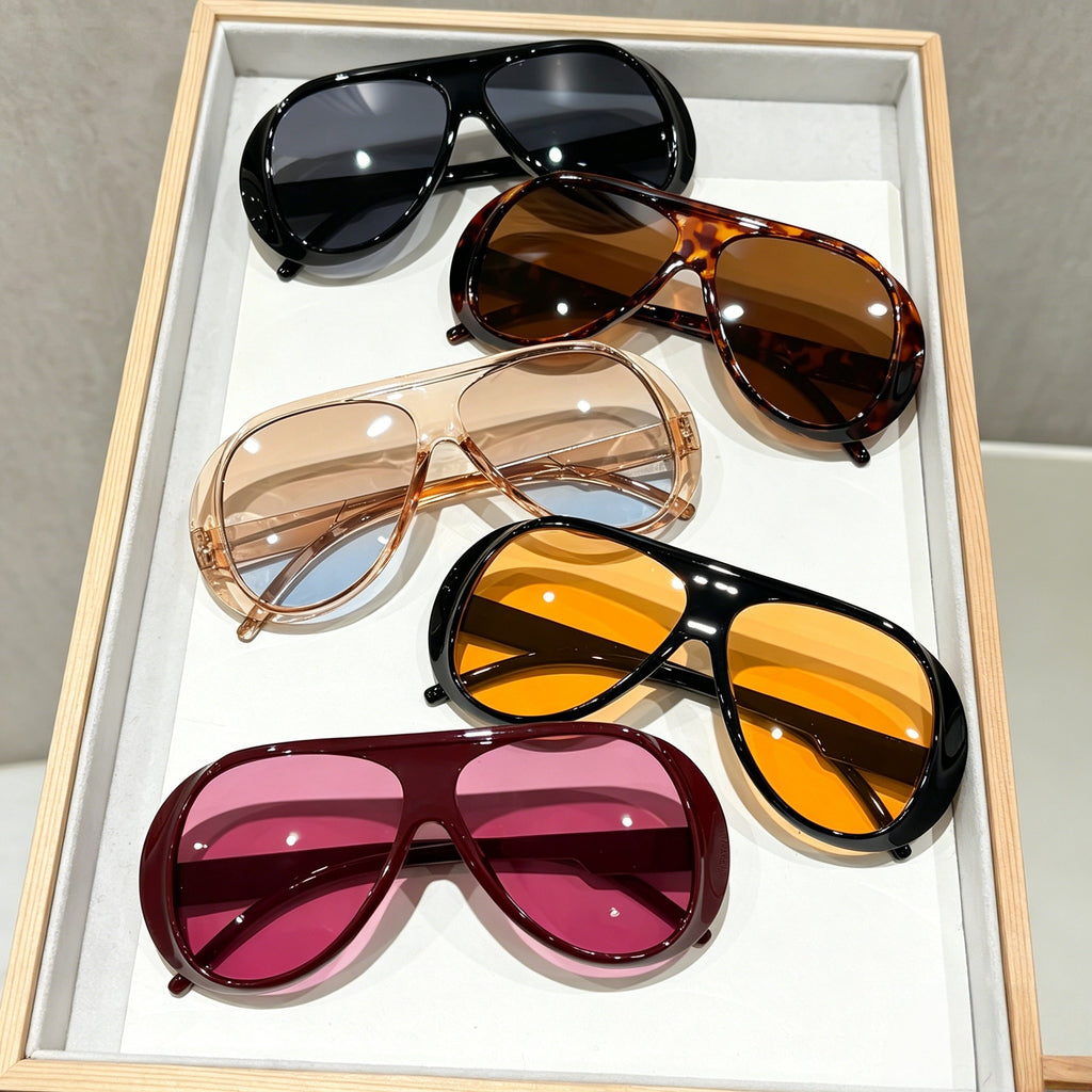 5 Pairs of Large Frame Pilot Sunglasses Women's High-Grade Set Y2g Fashion Sunglasses UV-Proof Sunglasses