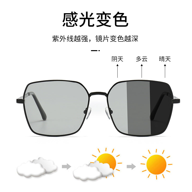 Photosensitive Color-Changing Polarized Sunglasses Men's Driver Driving Fishing Special Box UV-Proof Pilot Glasses