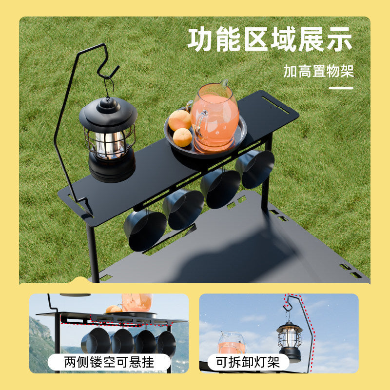 Carbon Steel Quick Open Table Four Hydraulic Rod Five Gear Lifting Tactical Folding Table Outdoor Portable Picnic Camping Tactical Table