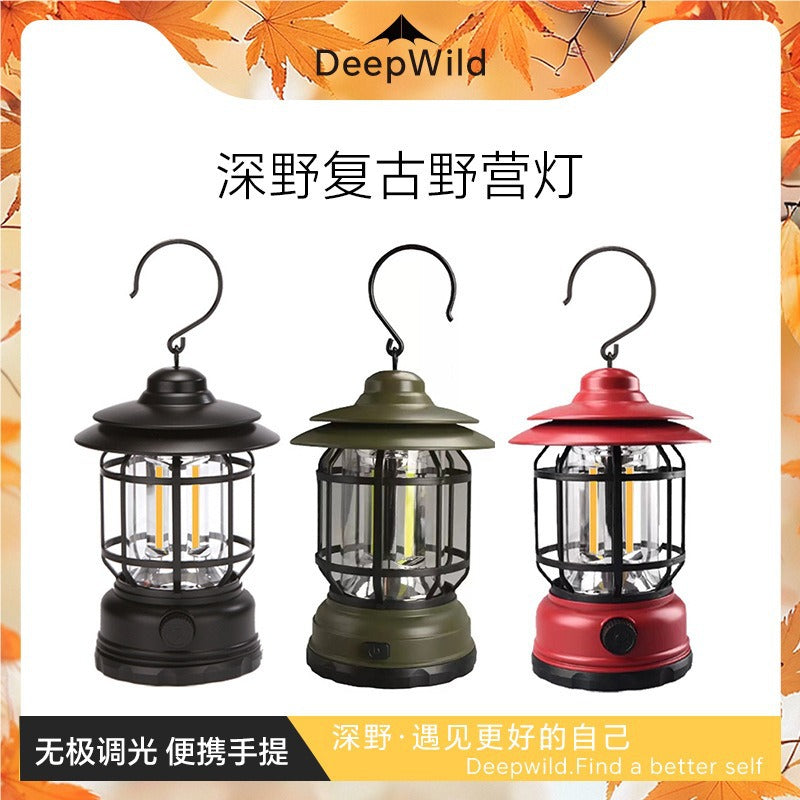 Tiktok Camping Lamp Retro Portable Atmosphere Tent Lamp Outdoor Camping Waterproof Rechargeable Lantern Portable Portable Lamp
