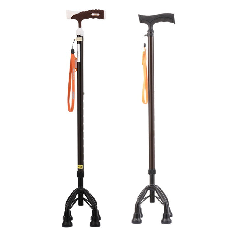Lerunfu Aluminum Alloy Four-Leg Crutch Telescopic Walking Stick with Light Climbing Stick for the Elderly Anti-Fall Walking Stick
