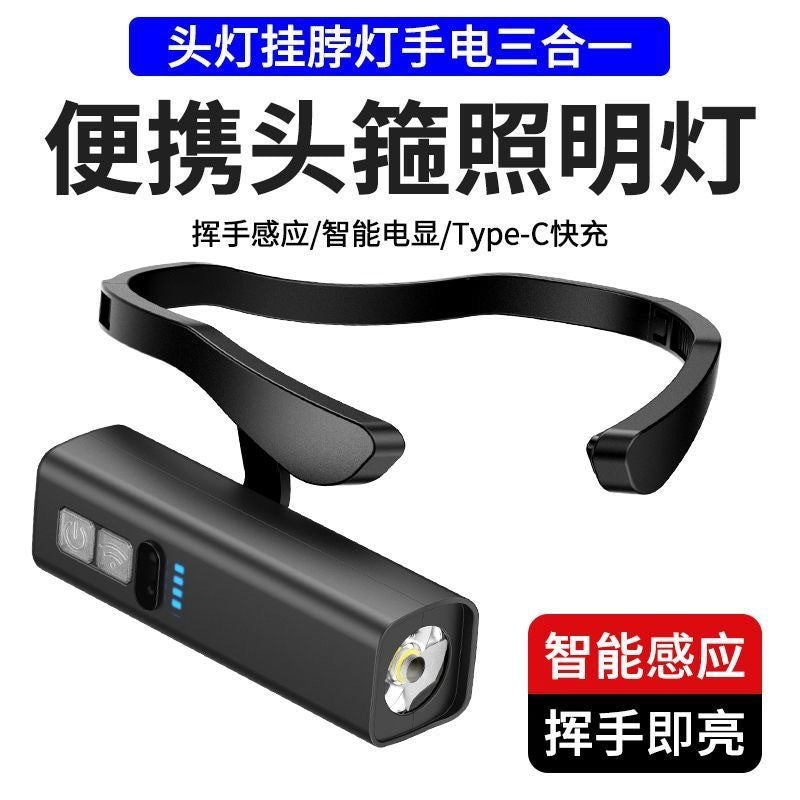 2025 New Super Bright Strong Light Induction Headlight Outdoor Night Fishing Mountaineering Multi-Function Ear Hanging Detachable Lighting Lamp