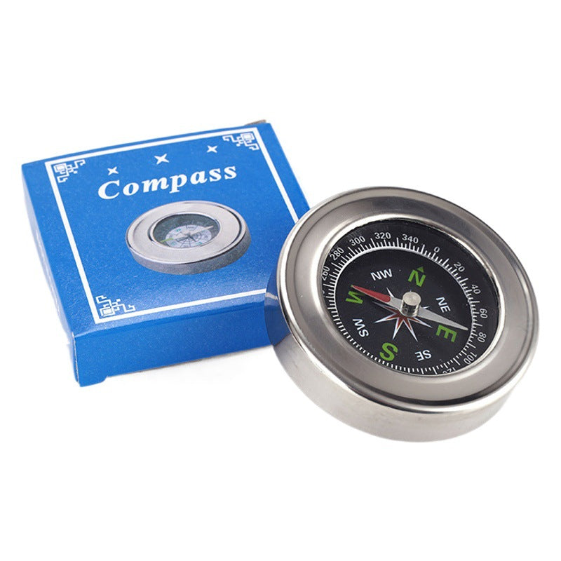60mm Stainless Steel Chinese Compass English Compass Outdoor Equipment Teaching Supplies Factory Direct Gifts