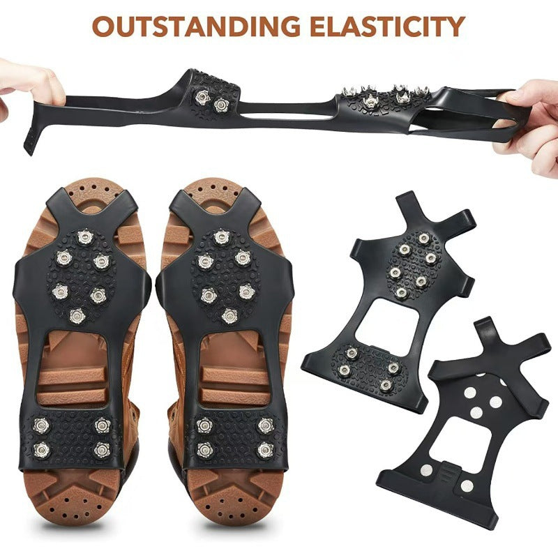 High Elastic Upper Wear-Resistant Manganese Steel Claw Ten Teeth Outdoor Climbing Rock Climbing Shoe Cover Climbing Ice and Snow Walking Non-Slip Crampons