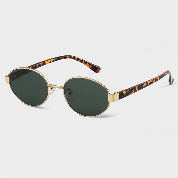 Hot Selling New European and American Retro Old Money Style Oval Frame High-Grade Sunglasses Travel Travel UV-Proof Sunglasses