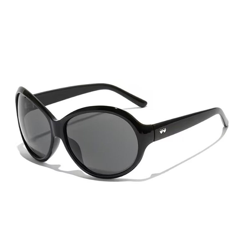 Sunglasses Women's Fashionable Oversized Frame Face-Covering Frog Glasses Brown Ancient Early Sunglasses Mid-Ancient UV-Proof Sun-Proof Street Shot