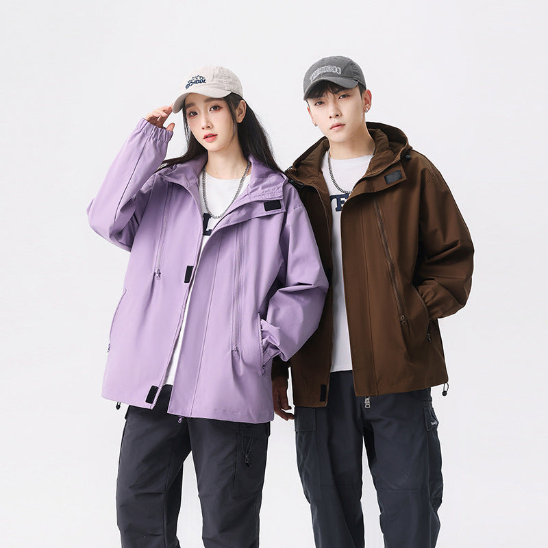 Spring and Autumn Jacket Men's and Women's Thin Windproof Waterproof Mountaineering Jacket Top Fashion Brand Loose Zipper Jacket