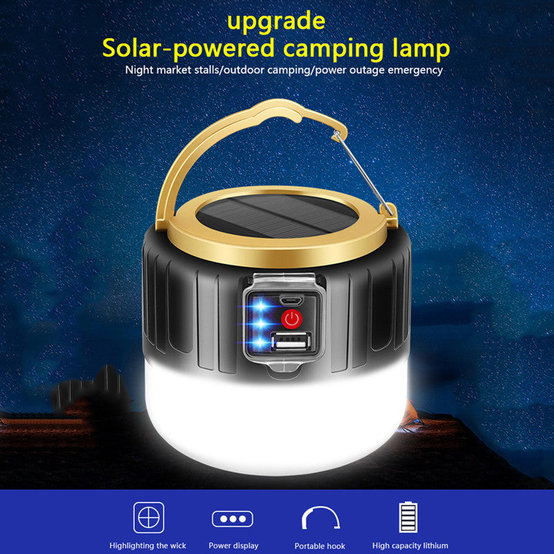 Cross-Border Outdoor Solar Tent Light USB Charging Camping Light Camping Light Power Failure Emergency Horse Light with Remote Control