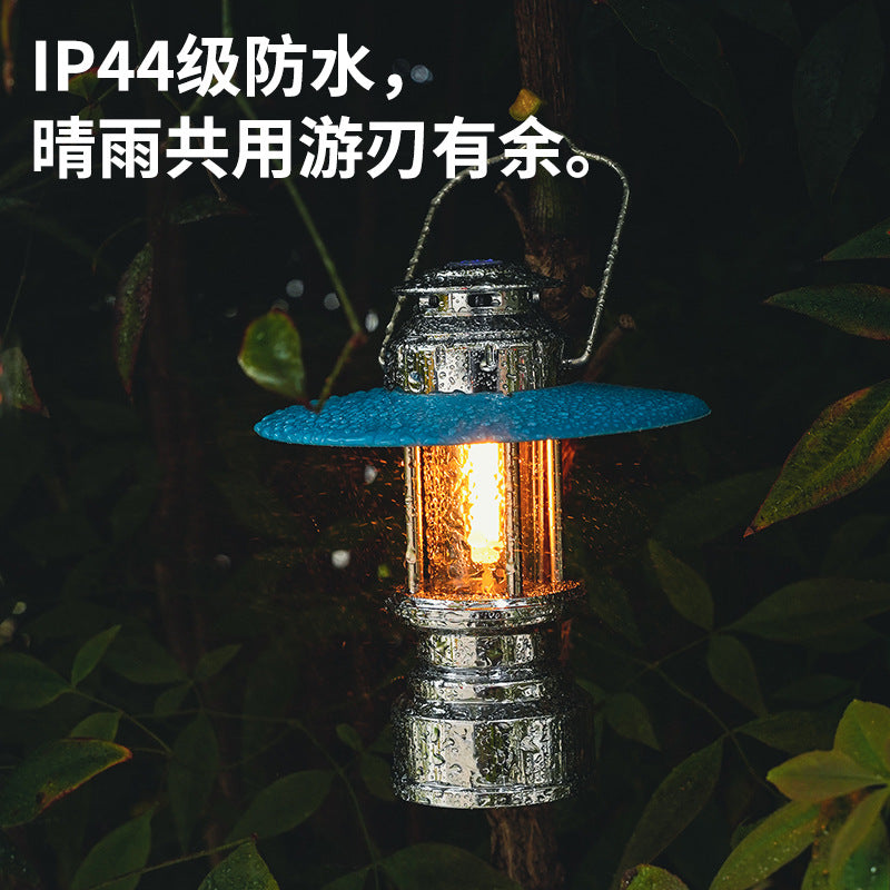 New Cross-Border Outdoor Camping Light Portable Tent Light Retro Lantern Rechargeable Camping Lantern Lighting Emergency Light