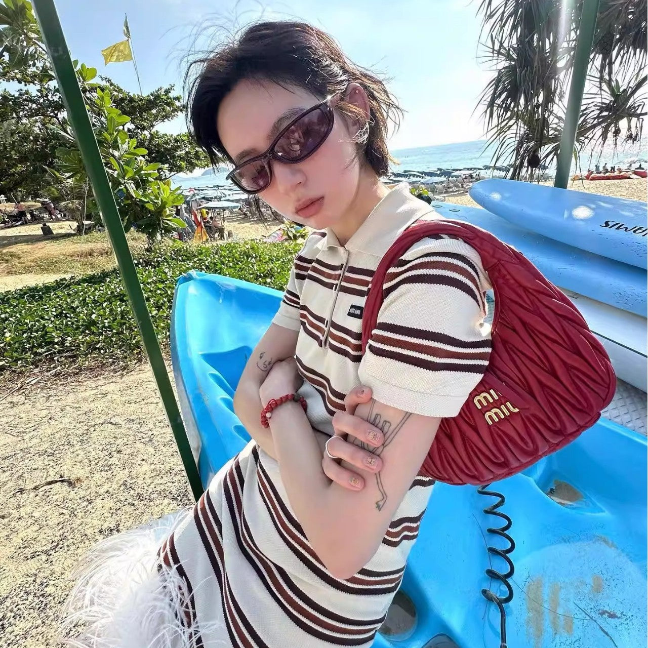 Korean Style Trendy Photography Rectangular Riding Sunglasses Millennium Style Y2g Retro Future Sunglasses Men and Women Concave Shape