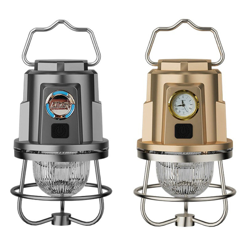 Cross-Border New Camping Light Outdoor Multi-Functional Camping Tent Light Charging Retro Portable Lantern Waterproof Highlight