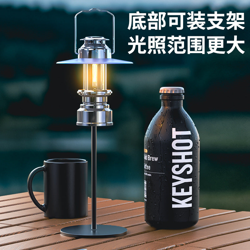 New Cross-Border Outdoor Camping Light Portable Tent Light Retro Lantern Rechargeable Camping Lantern Lighting Emergency Light