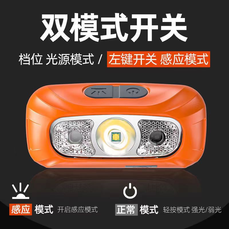 Strong Light Headlight Charging Super Bright Head-Mounted Lighting Lamp Super Long Endurance Induction Outdoor Night Fishing Household Flashlight